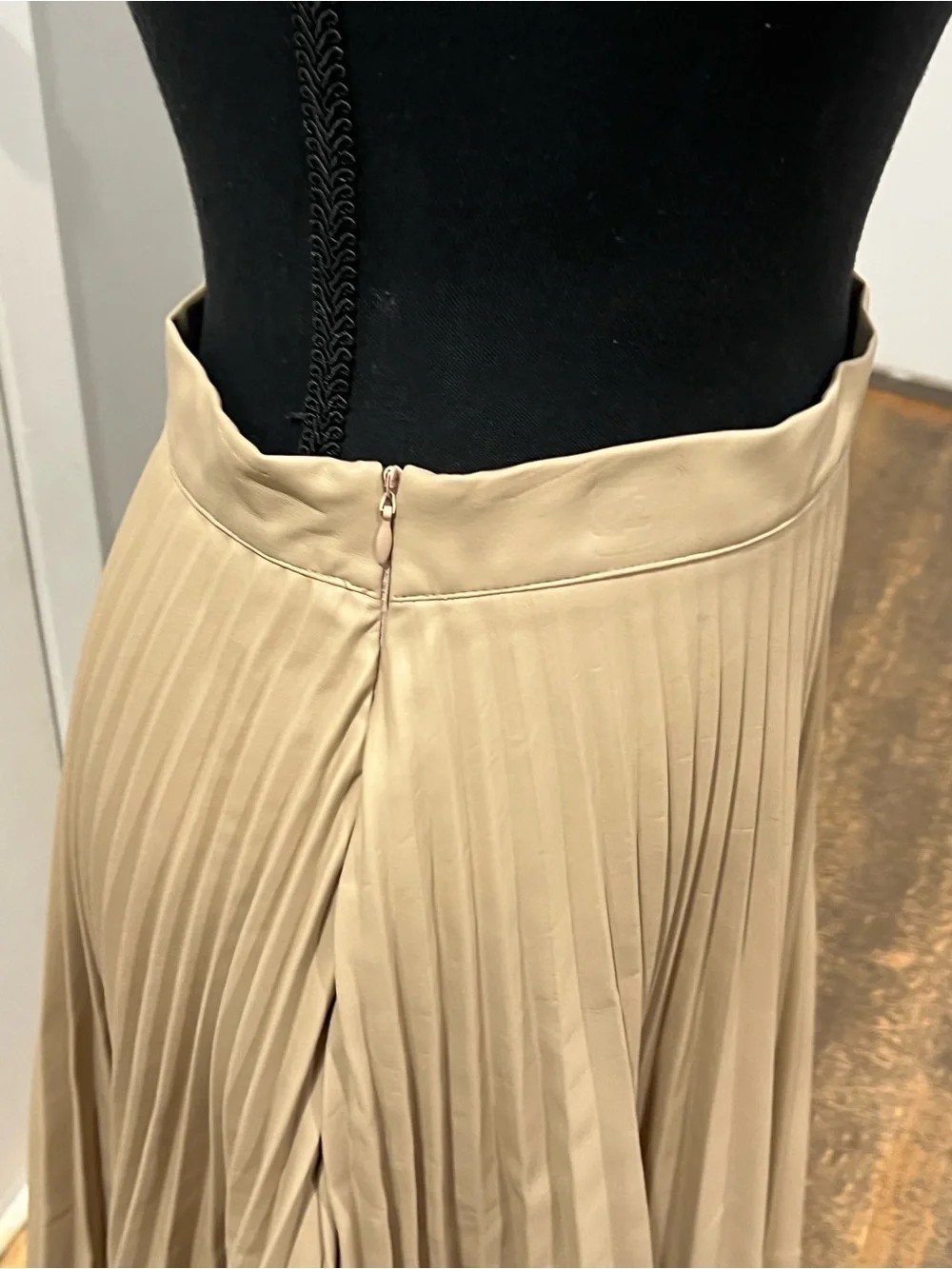 Kids Beige Pleated Midi Skirt